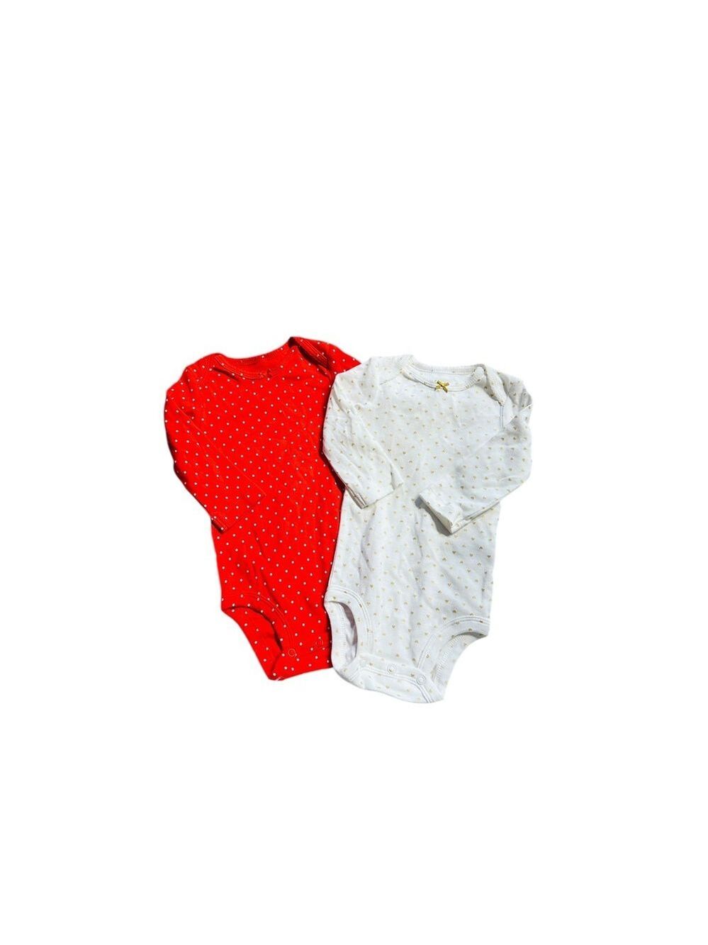 Carter's Infant Girls Set of Two One‎ Piece Red & White Long Sleeve Size 6M